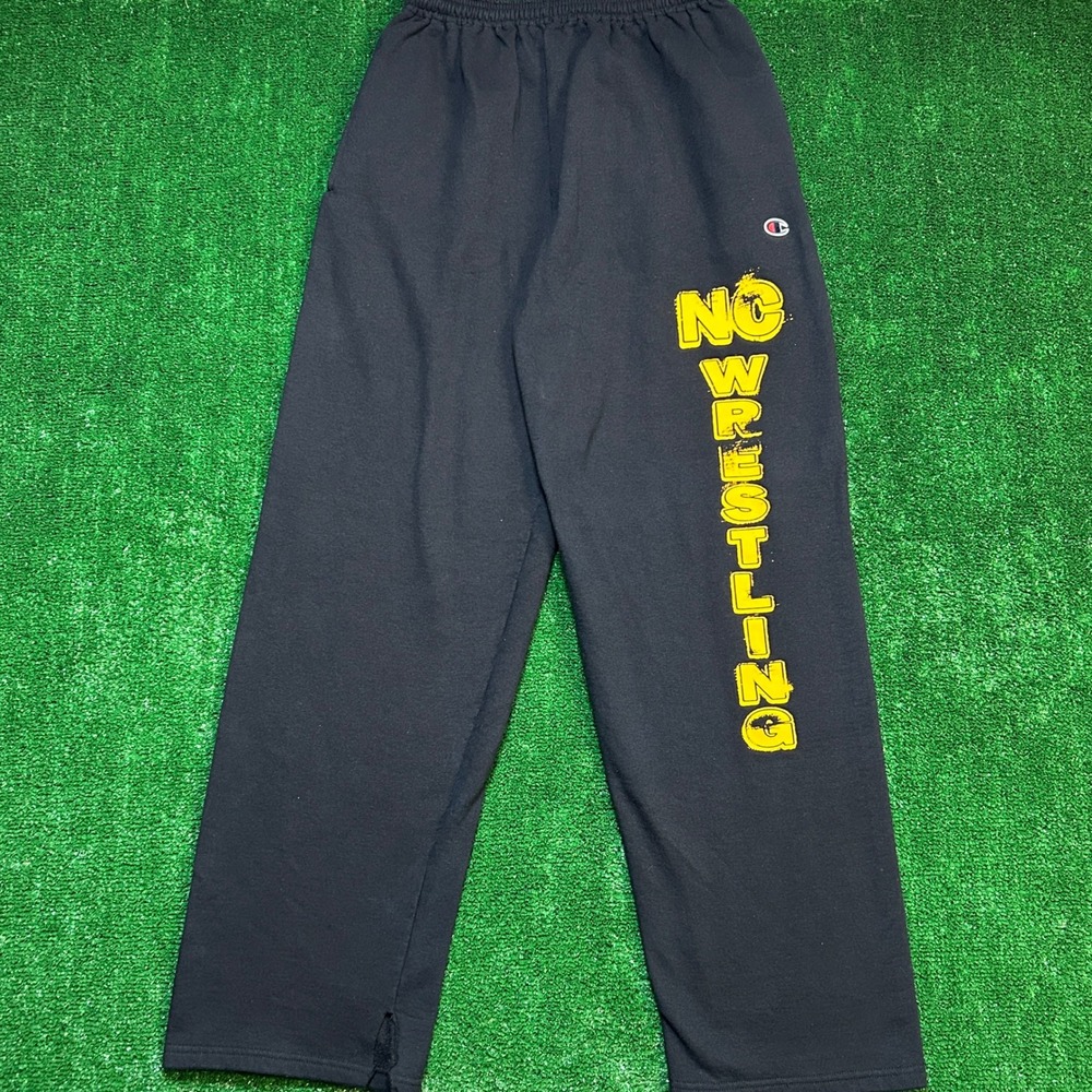Y2K Champion Mens Sweatpants Large Black North Carolina NC Wrestling